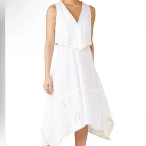 See by Chloe Embellished Midi Dress White Embroidered Size L EU 40